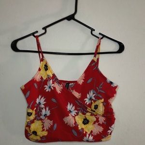 Wrapped floral cropped tank